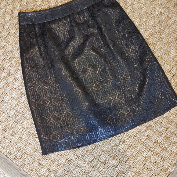 TORY BURCH JACQUARD SKIRT, BLACK 2 - Picture 2 of 8